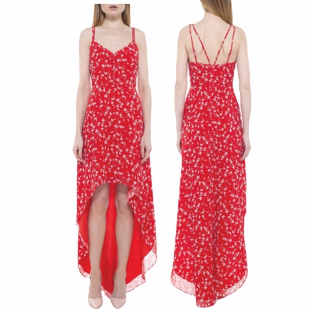 Alexia Admore Red Floral High Low Maxi Summer Feminine Dress